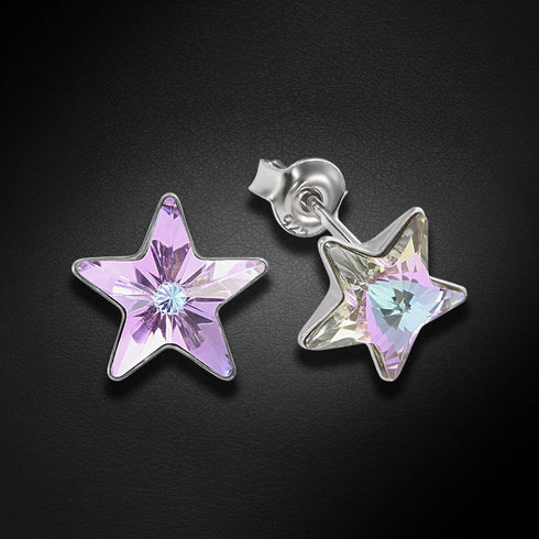 Bērnu sudraba auskari "Zvaigznīte (Vitrail Light)" ar Swarovski™ kristāliem